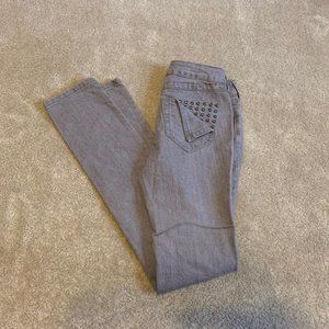 City Streets Cotton Blend Skinny Leg Taupe-Mushroom Jeans Studded Pocket Size 0